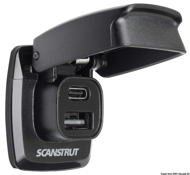 SCANSTRUT Flip Pro USB-A och USB-C vattentäta uttag
