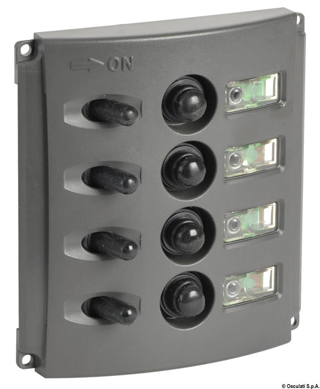 Electrical panels with automatic fuses and double LED.