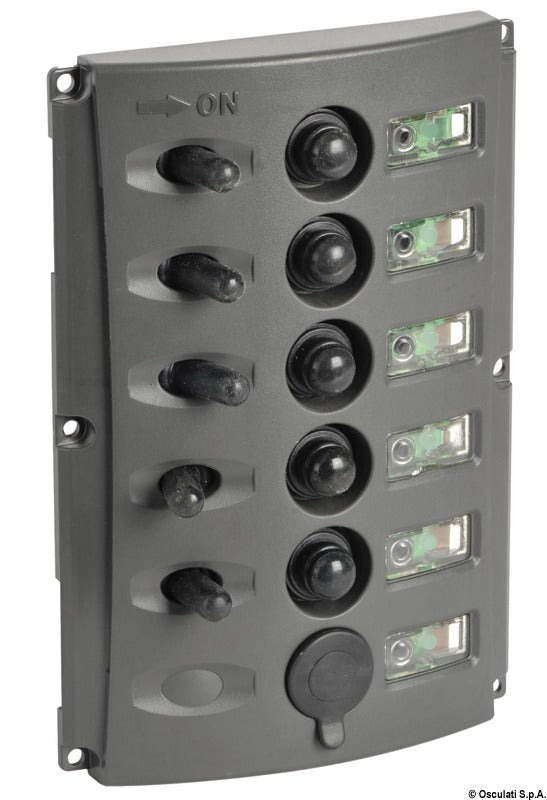 Electrical panels with automatic fuses and double LED.