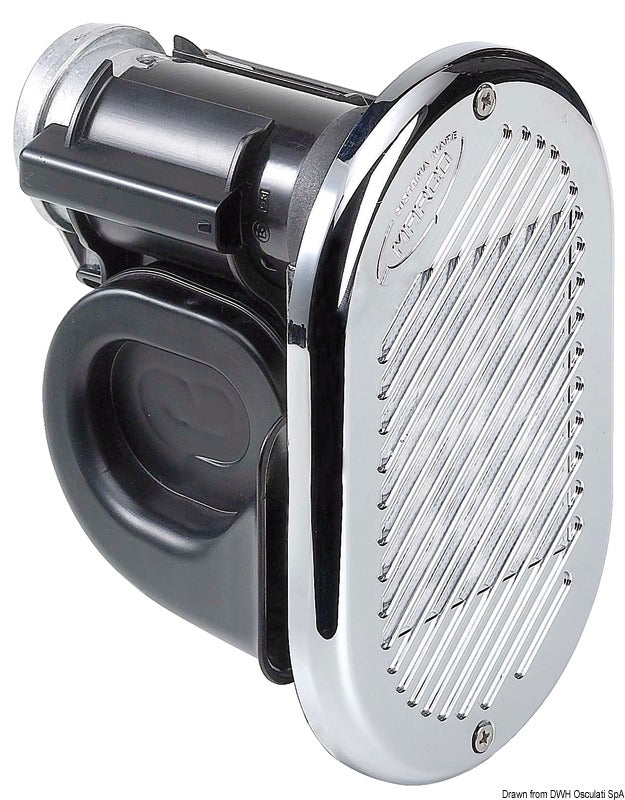 Electropneumatic HURRICANE horn with internal compressor into the trumpet