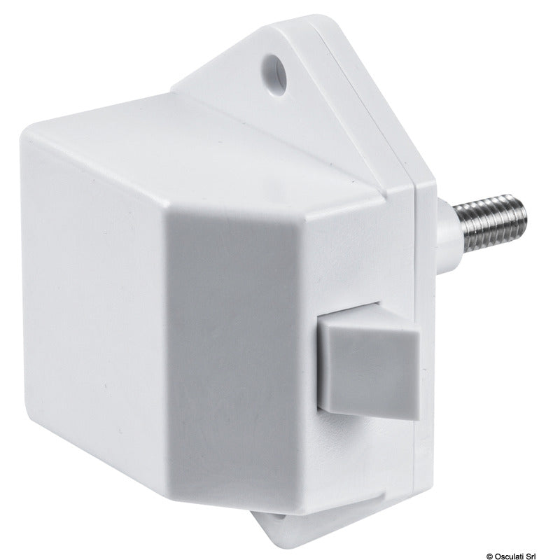 ITSELUKKUVALLINEN painikkeella varustettu jousilukko