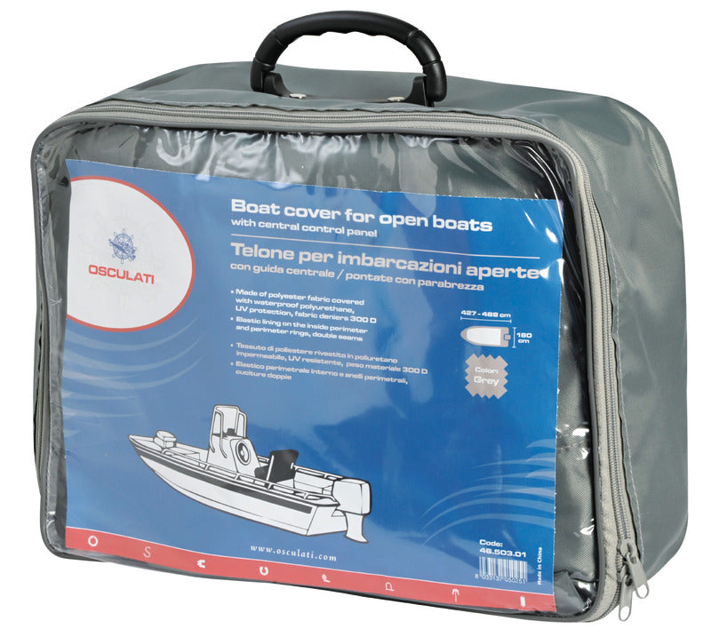 Överdrag för öppna skrov med central styrdashboard/däckade skrov med vindruta