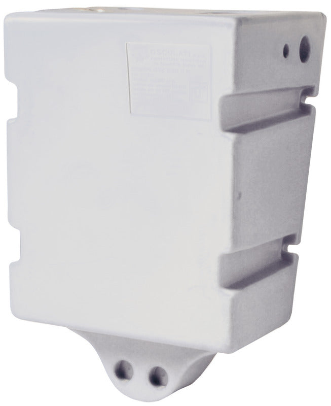 White polypropylene tank, suitable for fresh water, holds 60 litres; designed for wall mounting