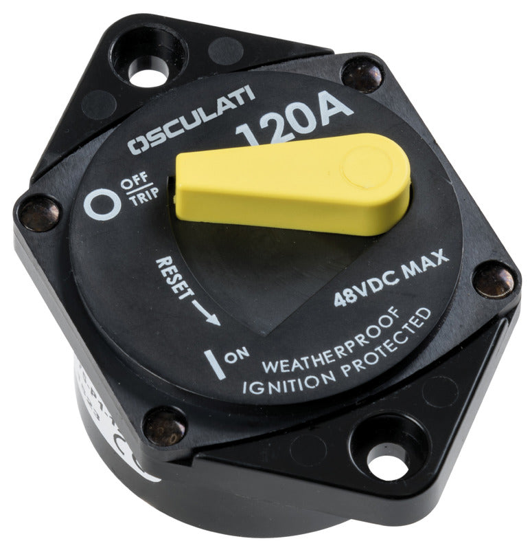 Waterproof thermal cutoff switch for winch and bow thruster, with 5/16" electrical terminals OSCULATI