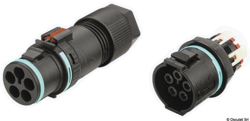 2/3/4-pole socket for panel or bulkhead mounting, snap connection.