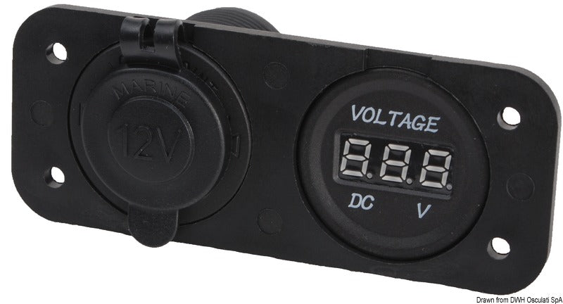 Digital voltmeter/ampere meter and sockets for recess mounting