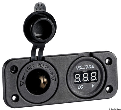 Digital voltmeter/ampere meter and sockets for recess mounting