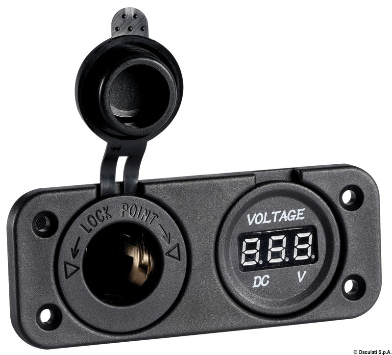 Digital voltmeter/ampere meter and sockets for recess mounting