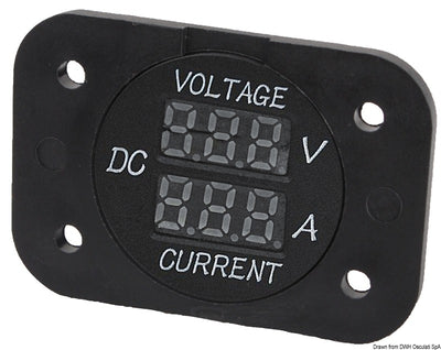 Digital voltmeter/ampere meter and sockets for recess mounting