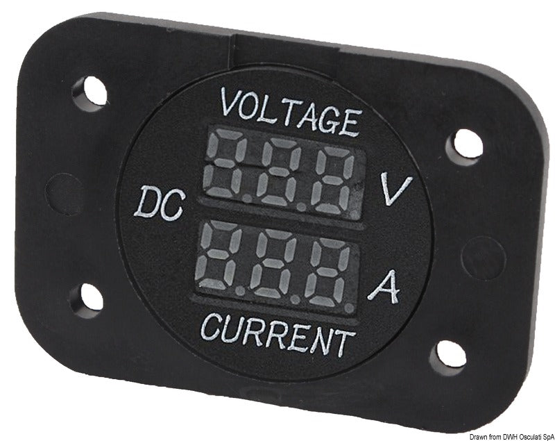 Digital voltmeter/ampere meter and sockets for recess mounting