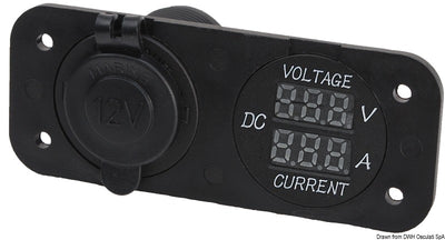 Digital voltmeter/ampere meter and sockets for recess mounting