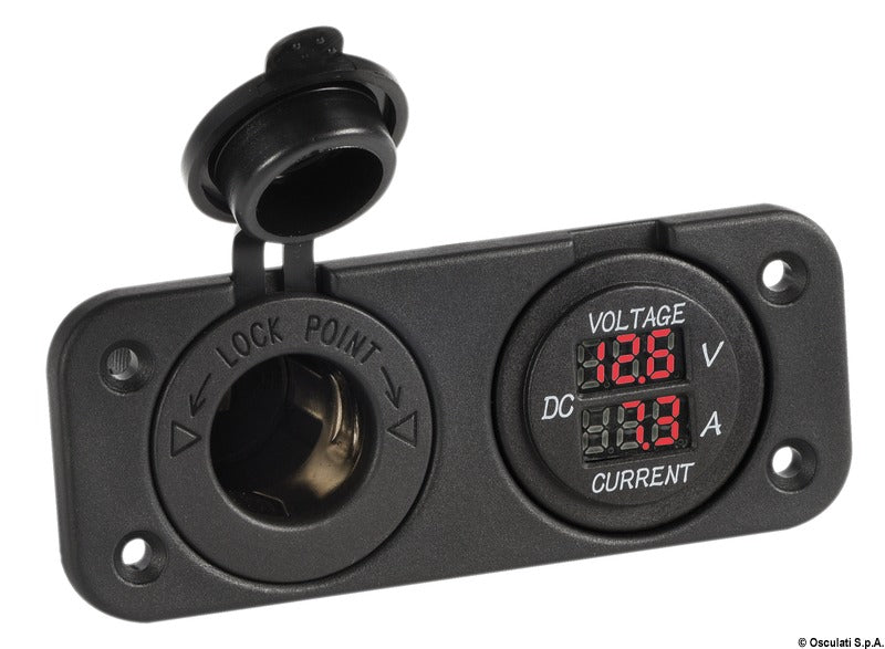 Digital voltmeter/ampere meter and sockets for recess mounting