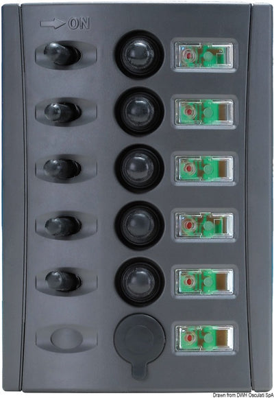 Electrical panels with automatic fuses and double LED.