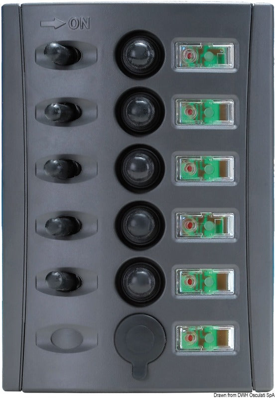 Electrical panels with automatic fuses and double LED.