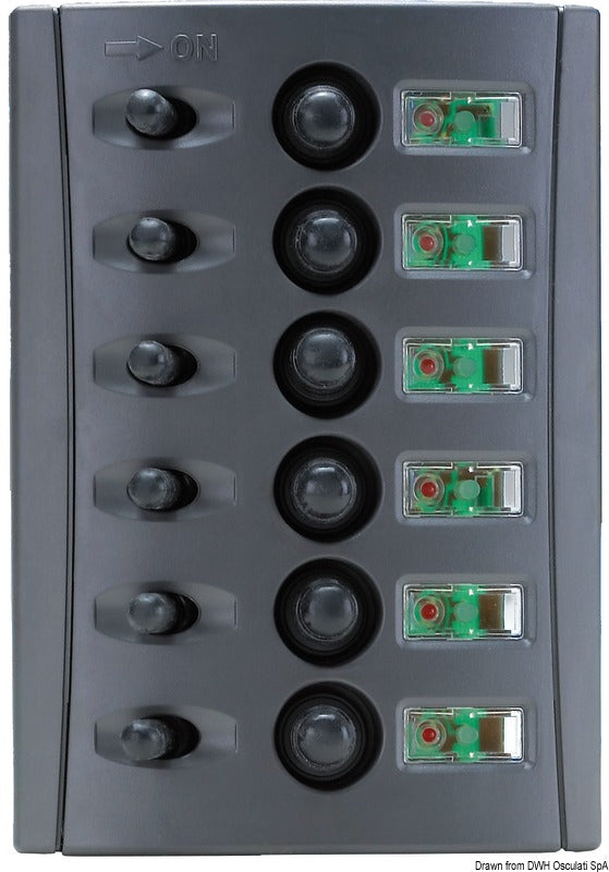 Electrical panels with automatic fuses and double LED.
