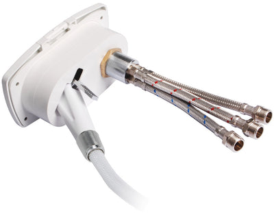 New Edge deck shower with Boris mixer and push-button shower head