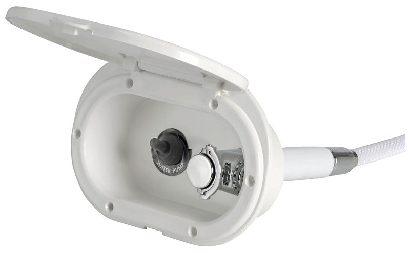 Däckdusch med Mizar tryckknappsduschmunstycke försett med vattentät på/av-brytare