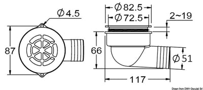 90° ohjaamon tyhjennys takaiskuventtiilillä