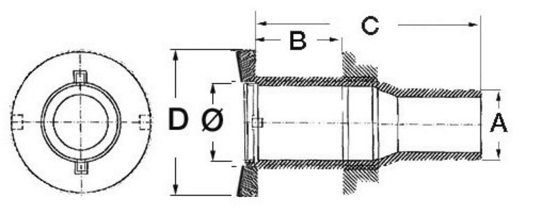 Flush-mount skin fitting with hose adapter
