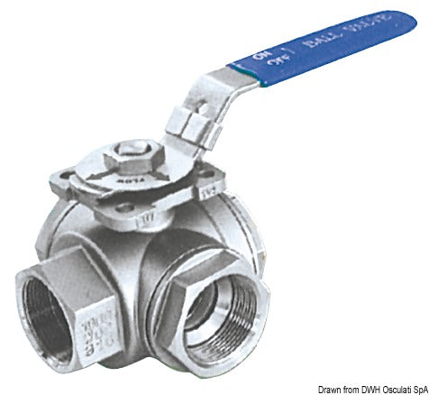 3-way ball valve female/female/female