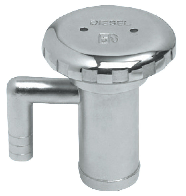 Mirror polished AISI 316 stainless steel refuel plugs, fitted with built-in vent