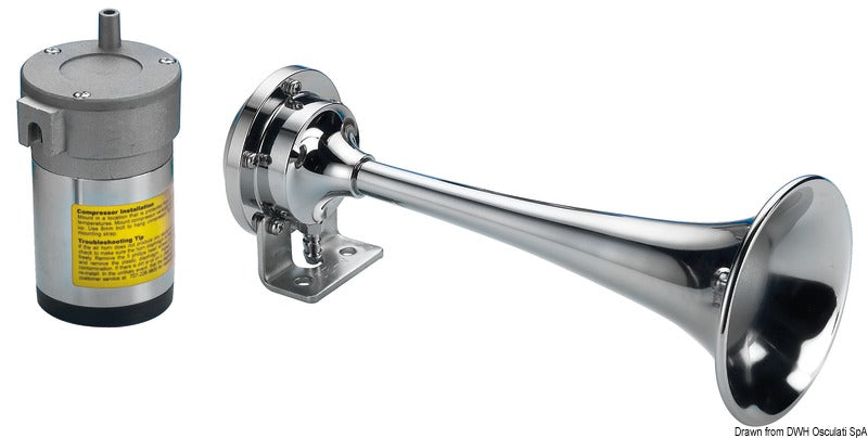 Chromed brass horn with compressor for boats up to 20 m