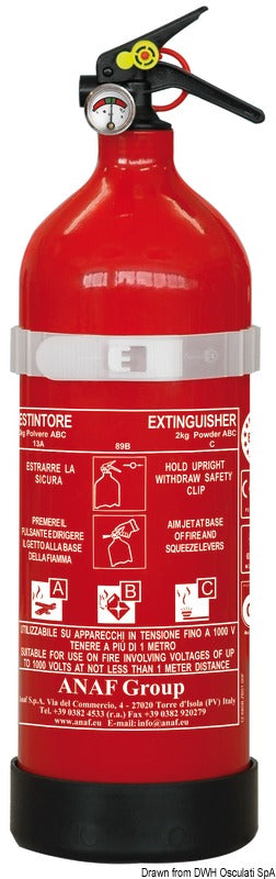 MED-tyyppihyväksytty jauhesammutin painemittarilla