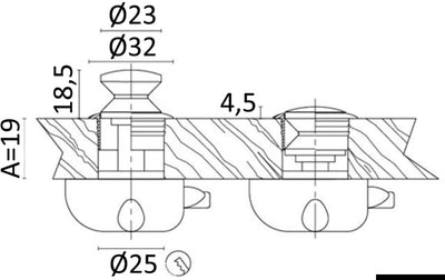 Knob with chromed brass ring