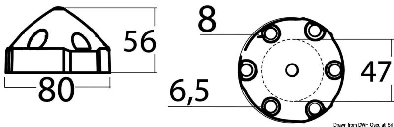 Sinkkikartioanodi, joka on yhteensopiva Max-Prop-potkureiden kanssa