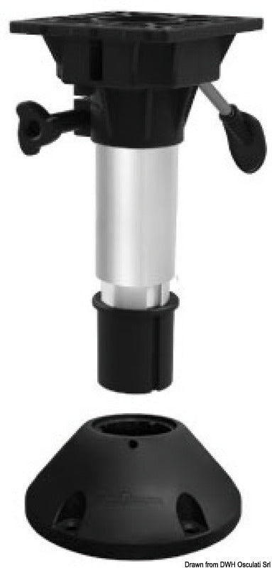 Waverider-jalusta istuinkiinnikkeellä, iskunvaimentimella, kääntyvällä tuella ja ulkopohjalla