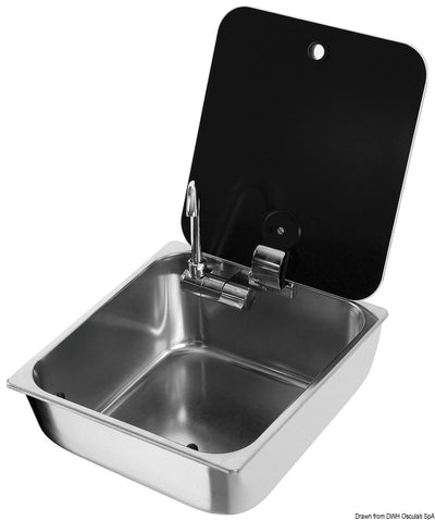 Sink with tinted glass lid