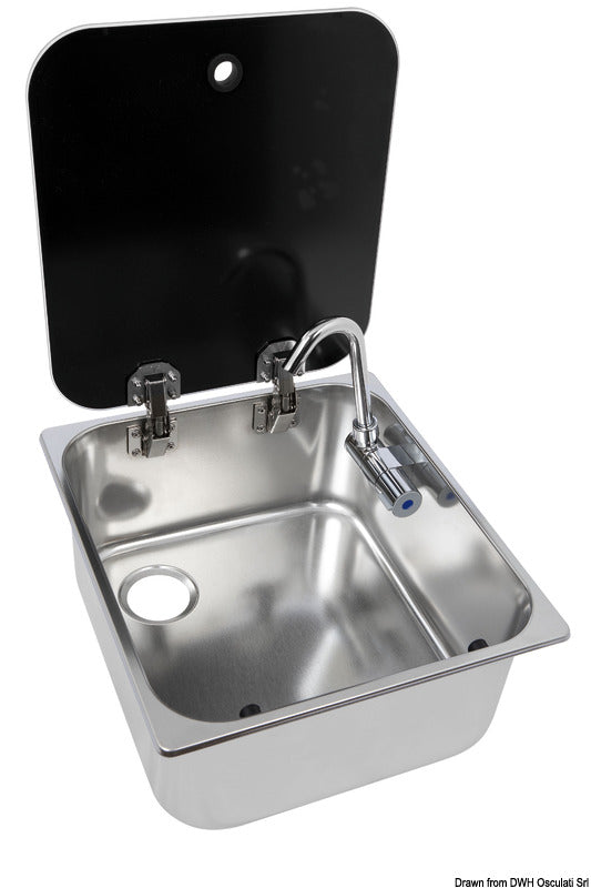 Sink with tinted glass lid